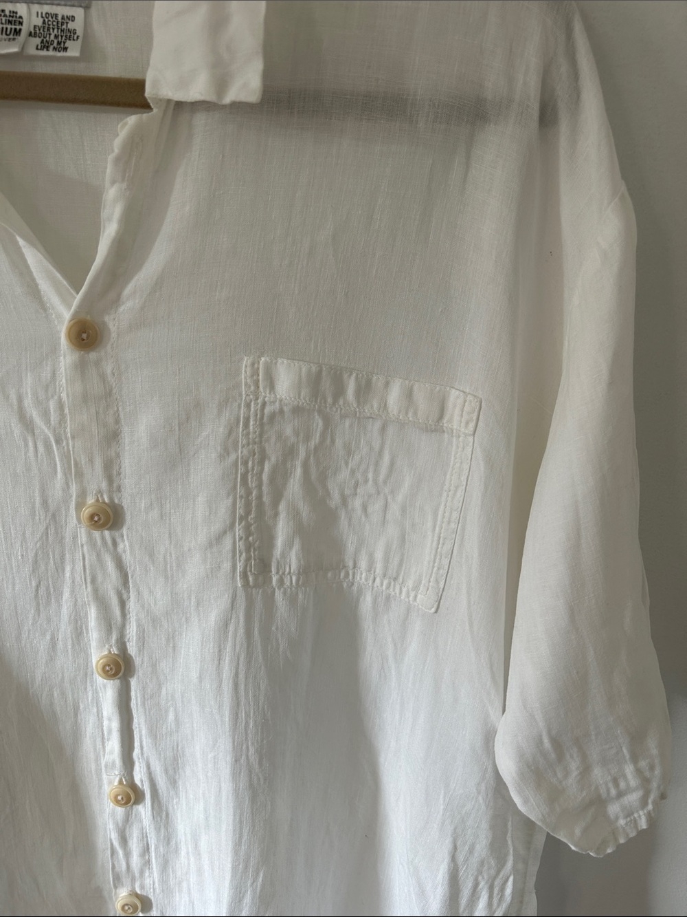 Flax White Linen Button Up Shirt Women’s Medium Oversized Casual Resortwear - Picture 9 of 10